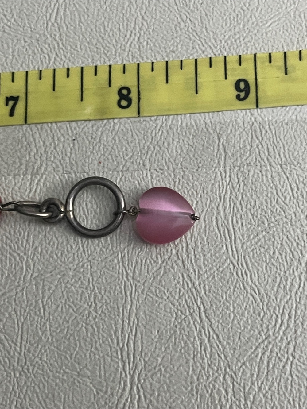 925 sterling Pink Heart & Bead Link Bracelet with Toggle Clasp - Picture 4 of 4
